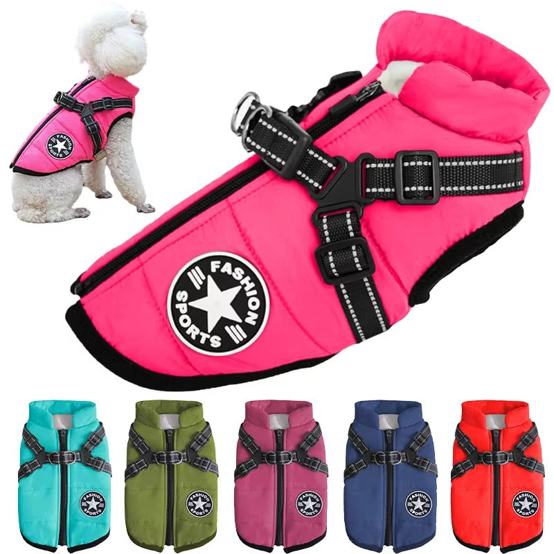 Waterproof Winter Dog Coat with Harness